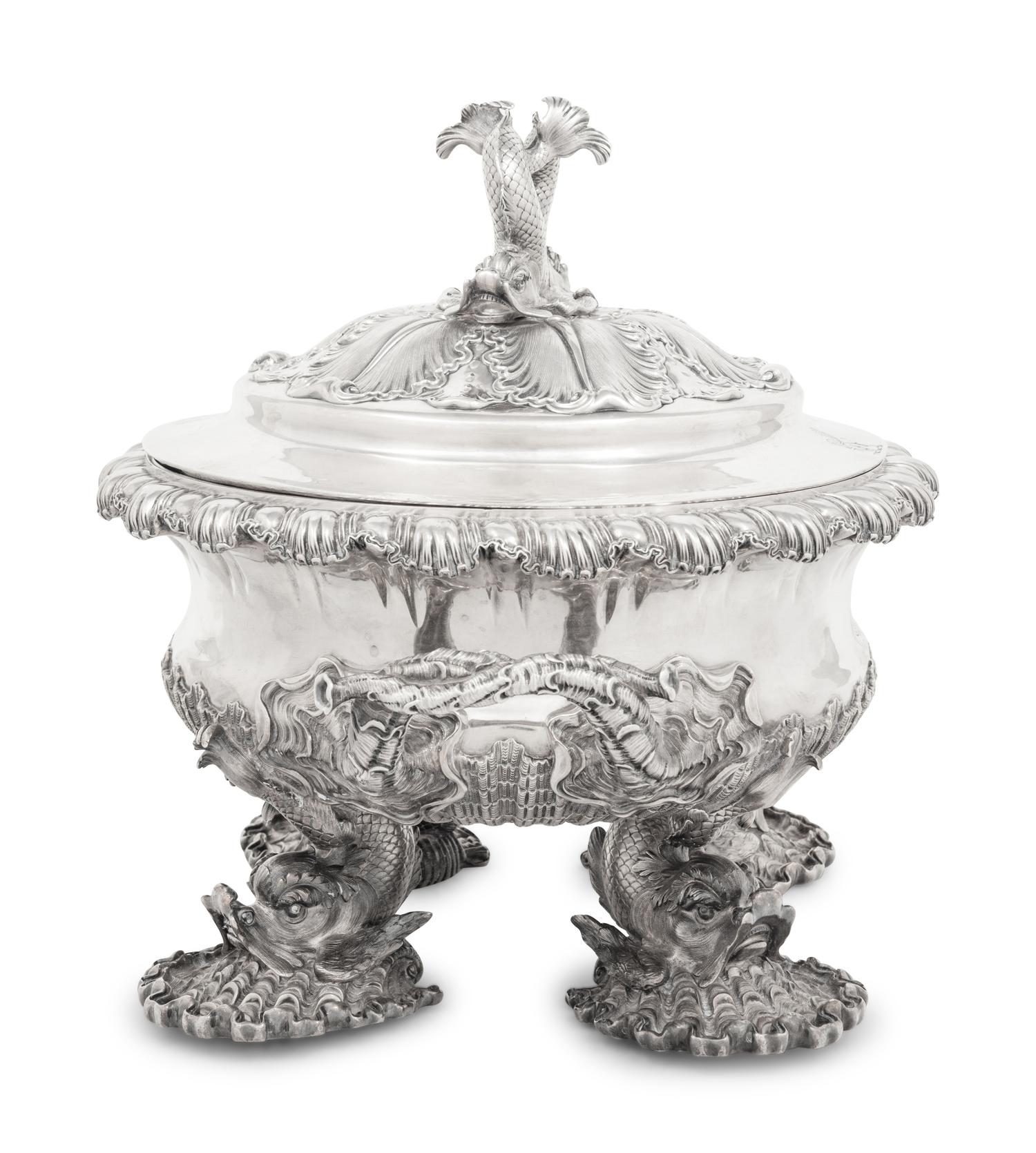 A Paul Storr Silver Sea-Themed Tureen and Cover