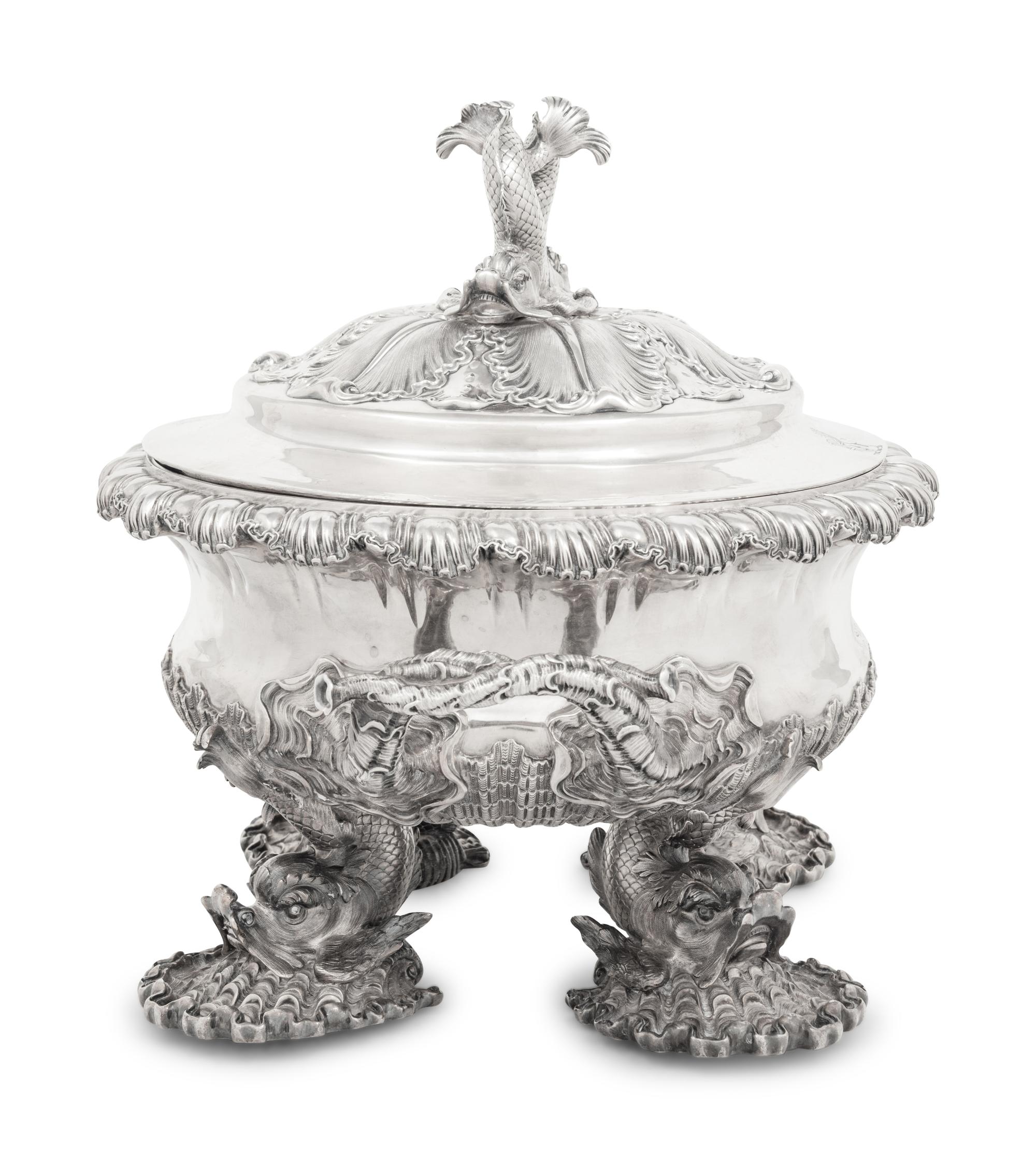A Paul Storr Silver Sea-Themed Tureen and Cover