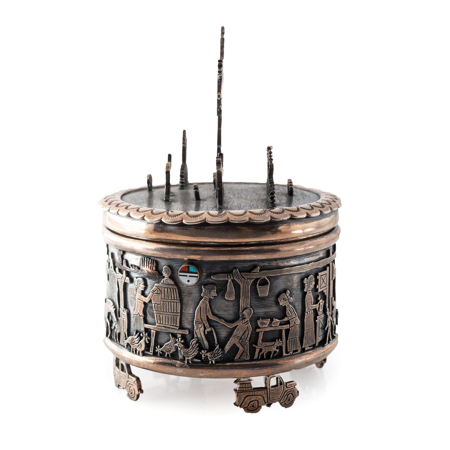 Award Winning Sterling Silver Storyteller Lidded Box, with 14K Gold Accents