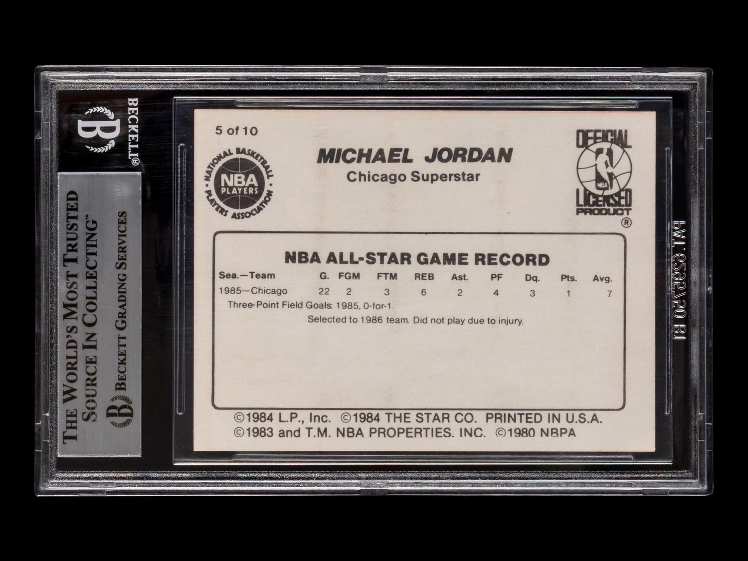 A 1986 Star Michael Jordan Set 1985 All-Star Card No. 5 (BGS 7.5 NEAR MINT+)