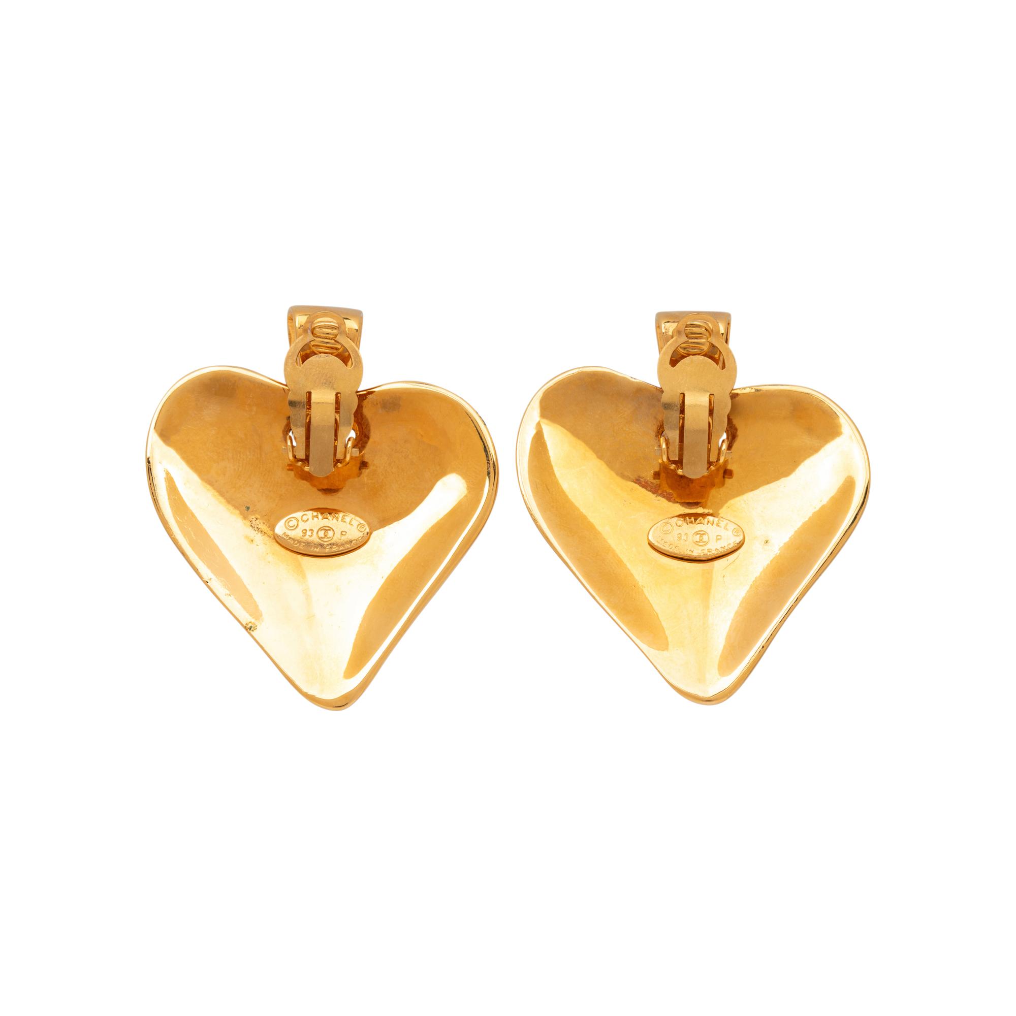 Chanel, CC Heart Ear Clips, 1993