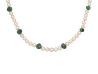 CULTURED PEARL AND EMERALD NECKLACE