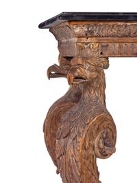 An Italian Carved Cerused Wood Marble-Top Console Table