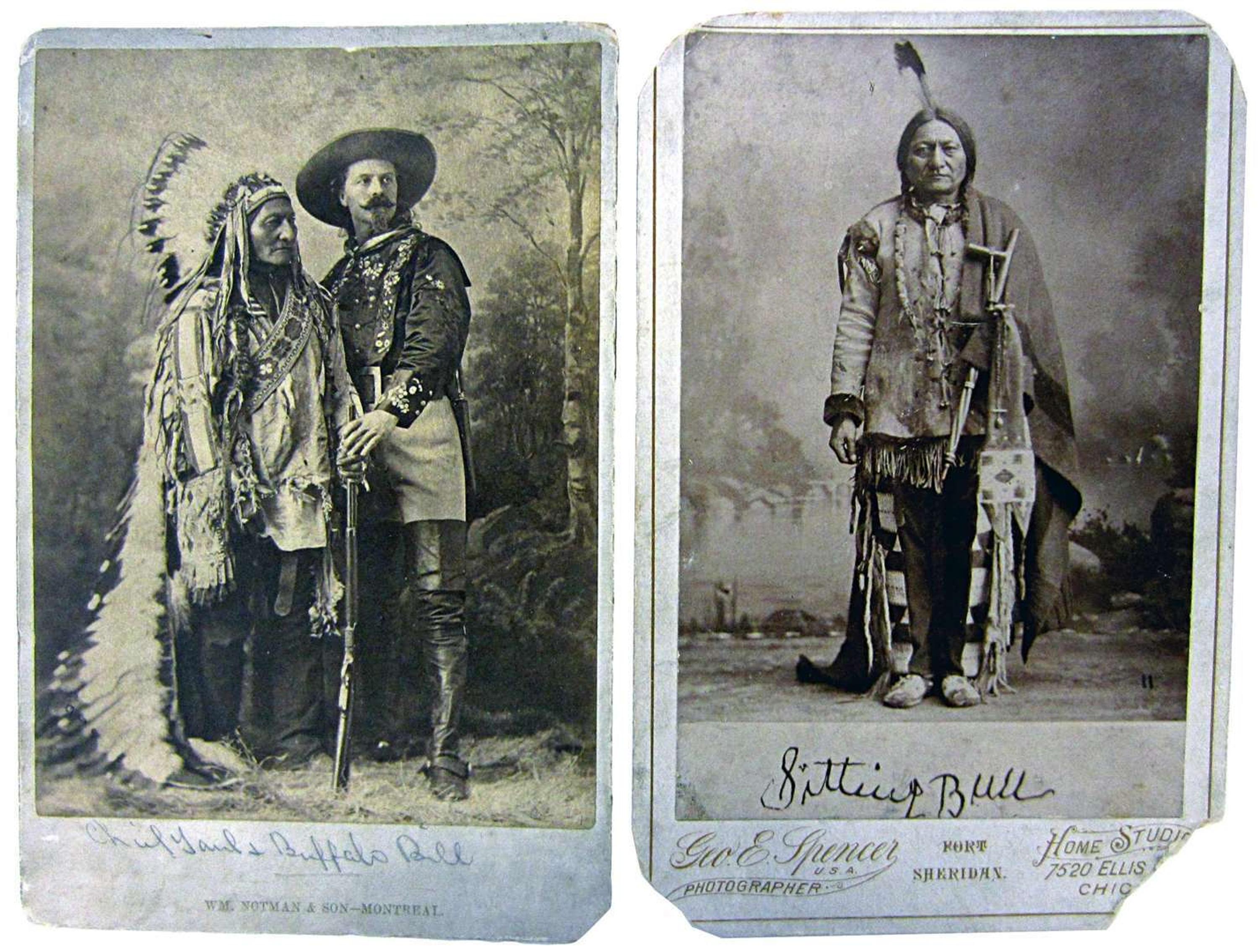 Two cabinet cards of Native Americans george spencer, chicago, il, and william notman & son, montreal, circa 1885