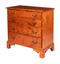 A Chippendale Style Tiger Maple Chest of Drawers