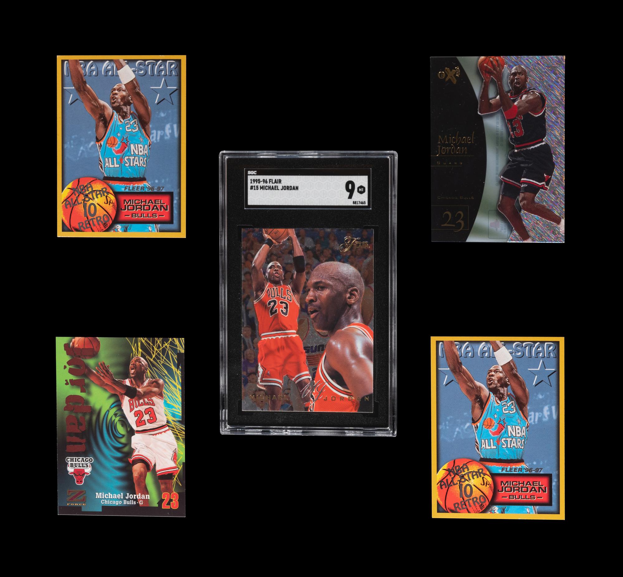 A Group of Five Michael Jordan Basketball Cards,