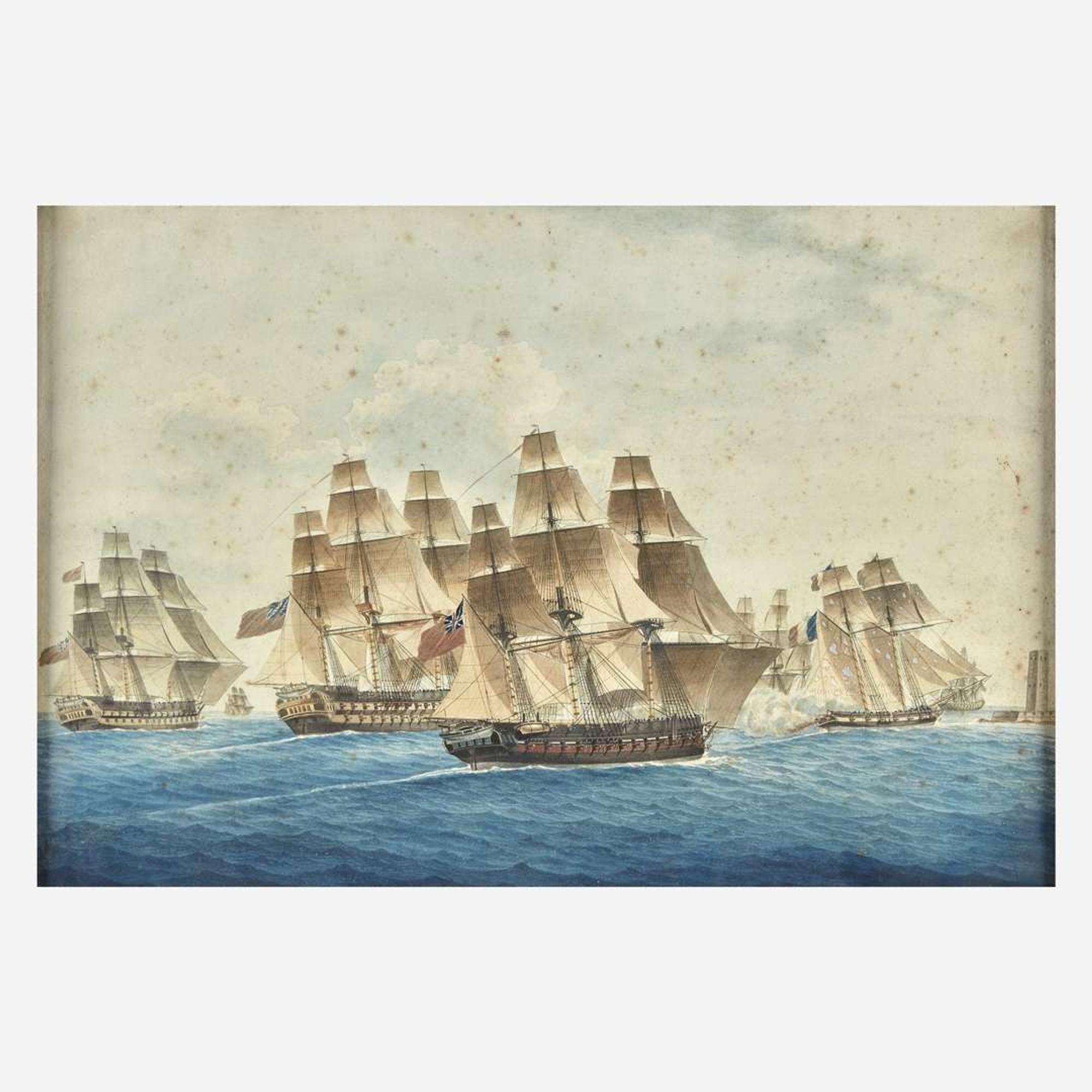 Nicholas Cammillieri (Italian, 1762–1860) Combat du Corsaire 'La Mouche;' together with a companion