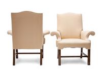 A Pair of Upholstered Chippendale Style Chairs