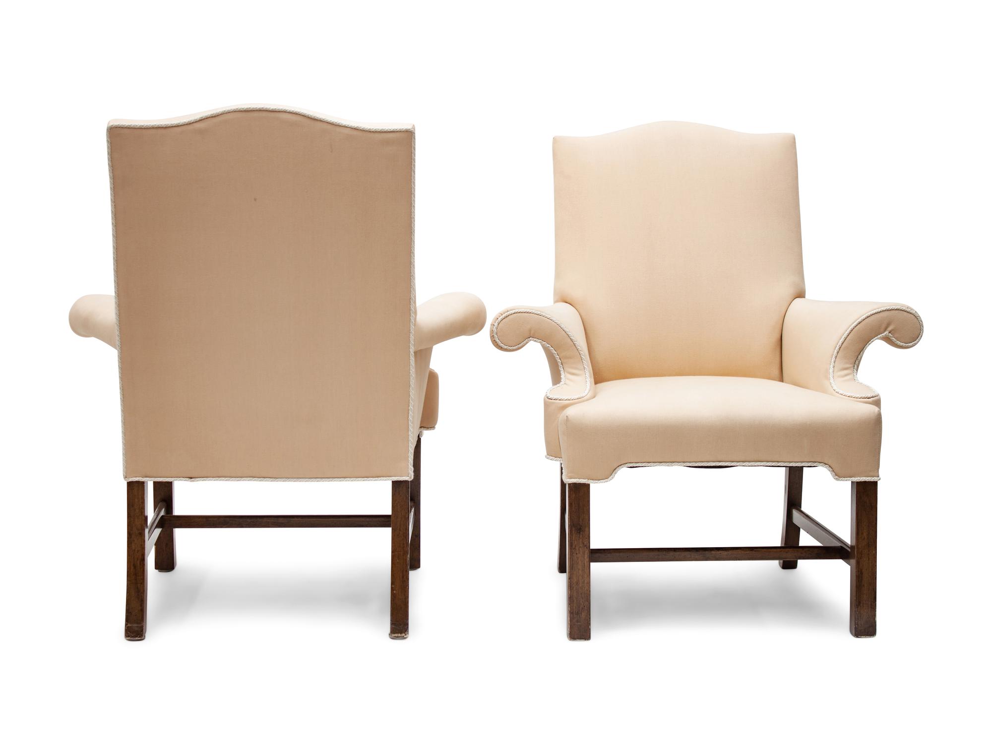 A Pair of Upholstered Chippendale Style Chairs