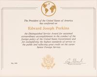 [PERKINS, Edward Joseph (1928-2020)]. A group of 9 documents or photographs by Presidents Nixon, Reagan, or Bush to Perkins, presumably with secretarial or facsimile signatures, including: