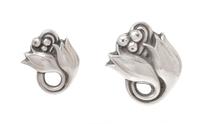 A Collection of Sterling Silver Tulip Motif Brooches, Georg Jensen, 12.65 dwts.