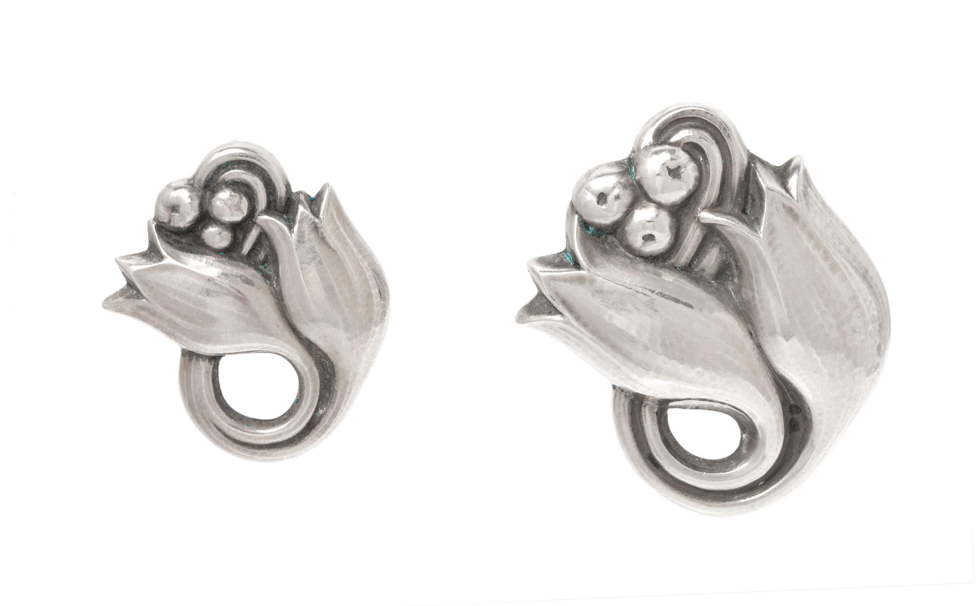 A Collection of Sterling Silver Tulip Motif Brooches, Georg Jensen, 12.65 dwts.