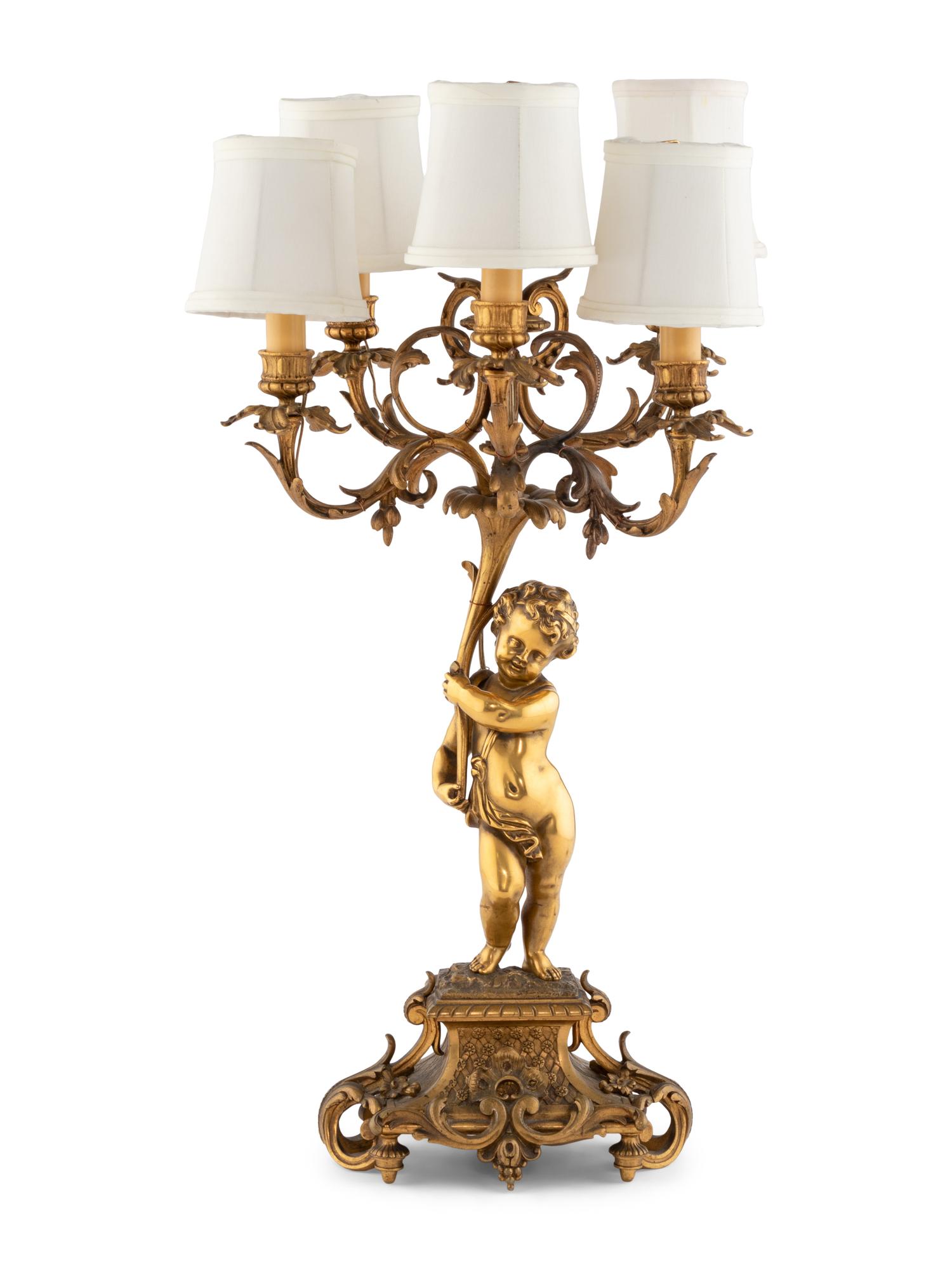 A French Gilt Bronze Five-Light Candelabrum