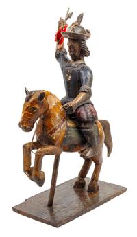 A Spanish Colonial Polychrome Figure Height 25 5/8 x width 20 inches. — 17TH/18TH CENTURY