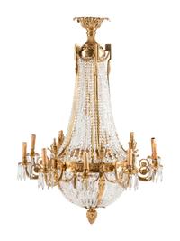 A Pair of French Neoclassical Style Gilt Bronze Chandeliers