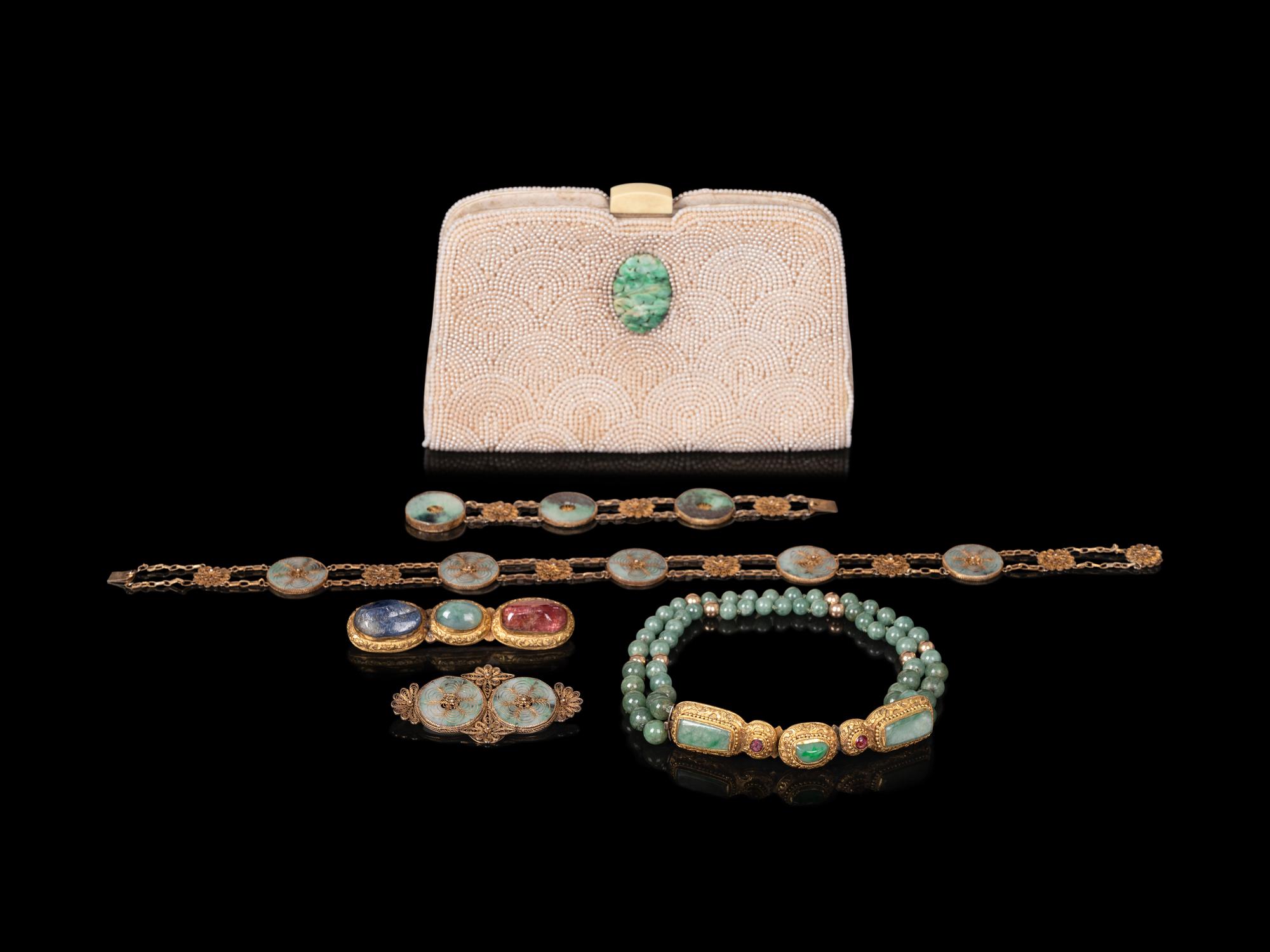 Six Chinese Hardstone Jewelry Articles