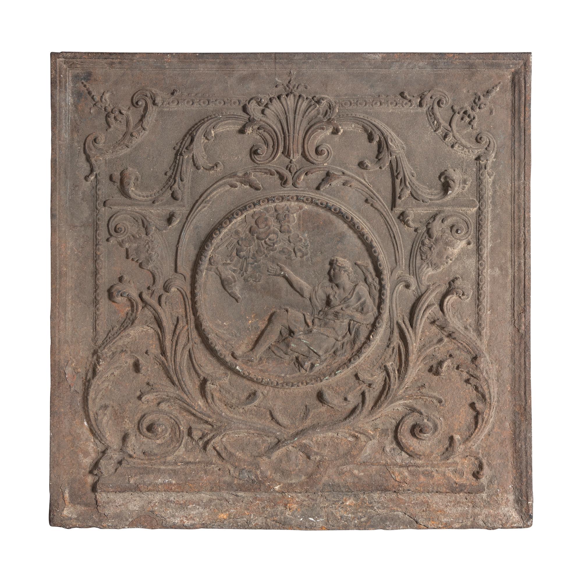 A French Cast Iron Fireback Panel