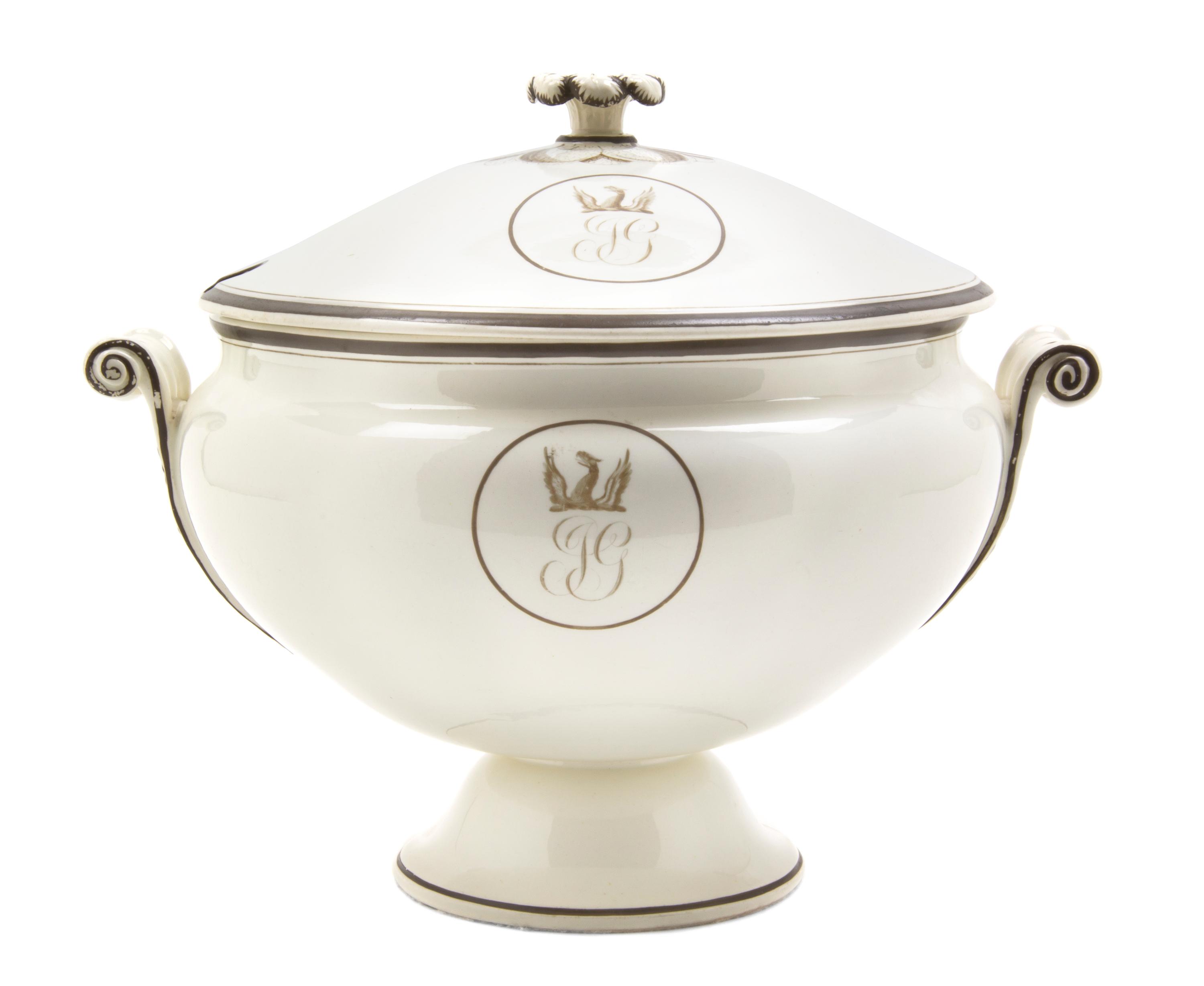 A Wedgwood Porcelain Tureen, Width over handles 12 inches.