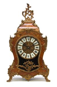 A Louis XV Style Marquetry and Gilt Metal Mounted Bracket Clock, Height 22 1/2 inches.