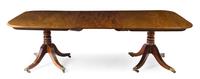 A George III Style Mahogany Double Pedestal Dining Table Height 28 x depth 55 inches.