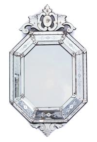 A Venetian Style Wall Mirror Height 49 x width 28 inches. — 19TH CENTURY