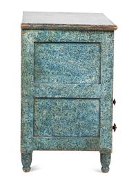 A Country Blue Sponge Paint-Decorated Pine and Poplar Five-Drawer Blanket Chest, 19th Century