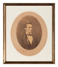 [LINCOLN-HAMLIN CAMPAIGN]. HESLER, Alexander (1823-1895), photographer. An oval bust portrait signed ("A. Lincoln"), ca. 3 June 1860.