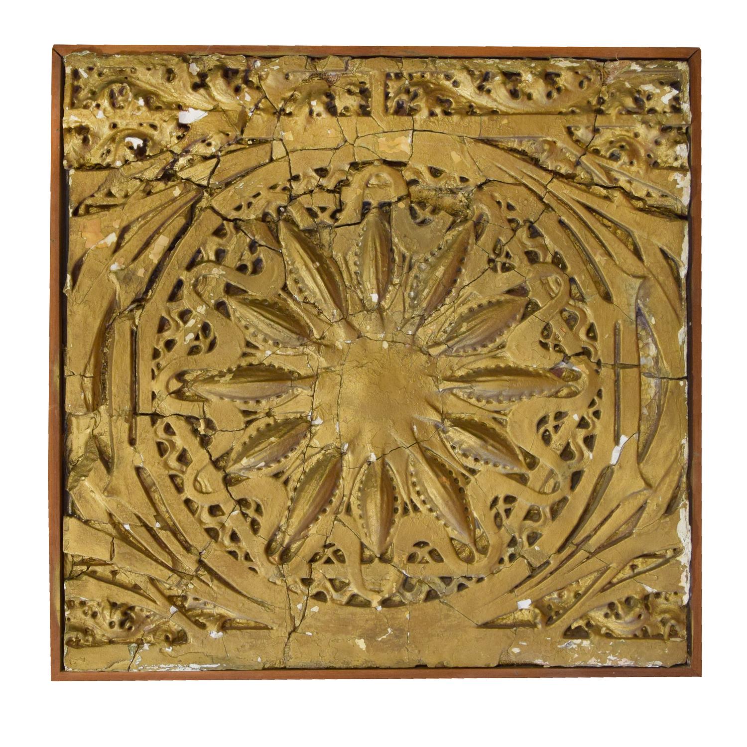 A Sullivan Designed Painted Plaster Panel from the Garrick Theater 29" W x 2" D x 28" H — United States, Circa 1891