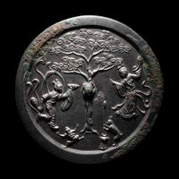 A Bronze 'Moon Palace' Mirror