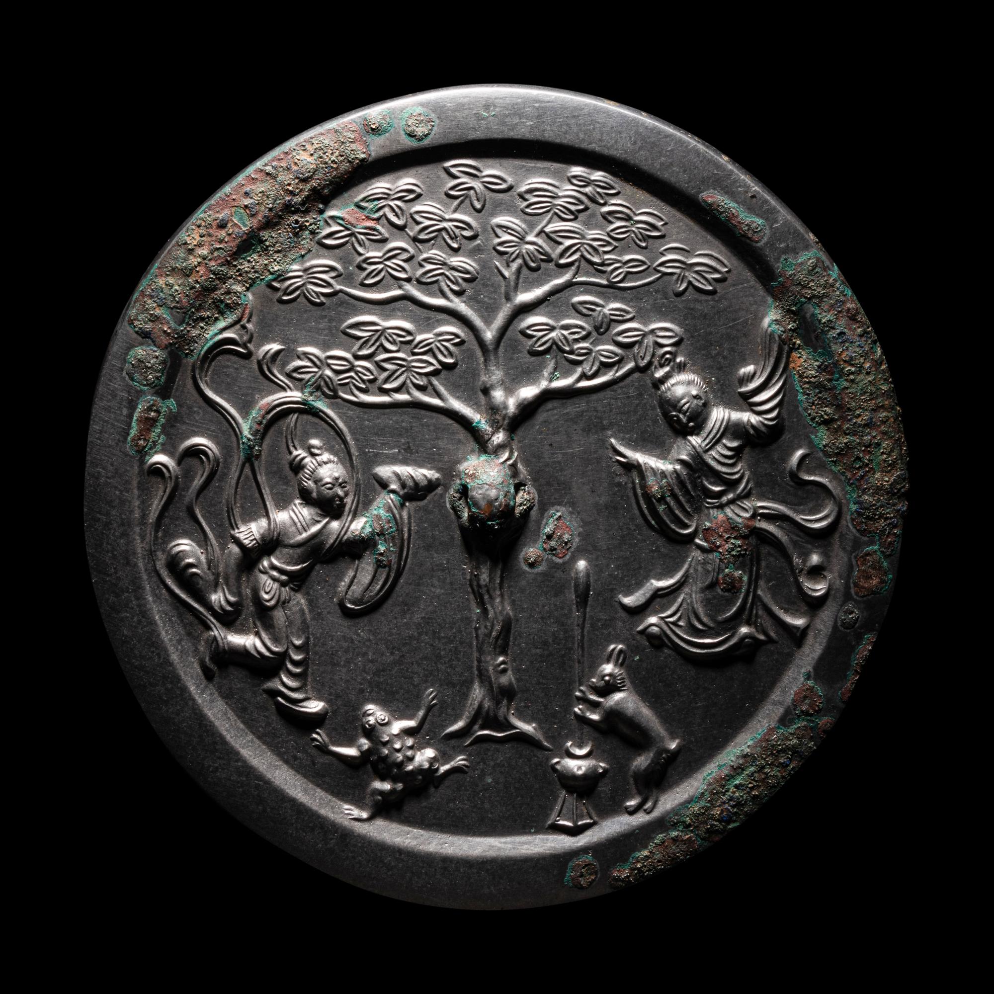 A Bronze 'Moon Palace' Mirror
