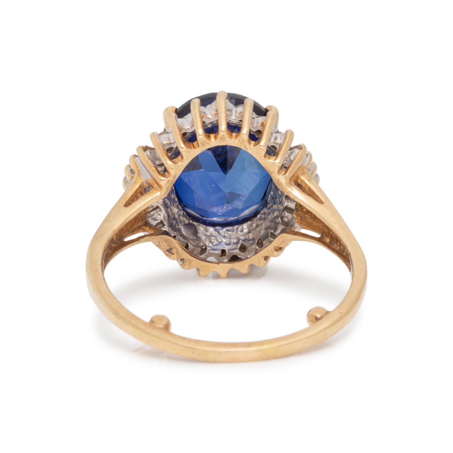 SYNTHETIC SAPPHIRE AND DIAMOND RING