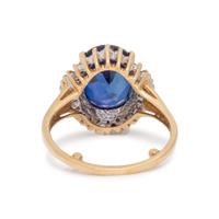 SYNTHETIC SAPPHIRE AND DIAMOND RING