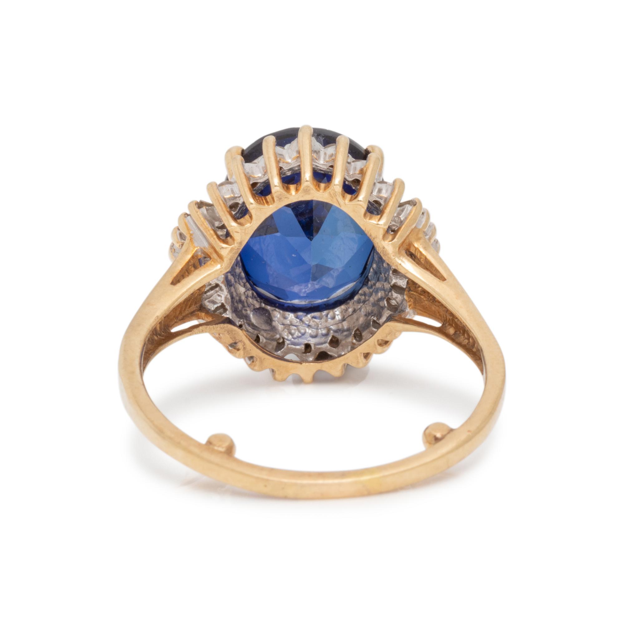 SYNTHETIC SAPPHIRE AND DIAMOND RING