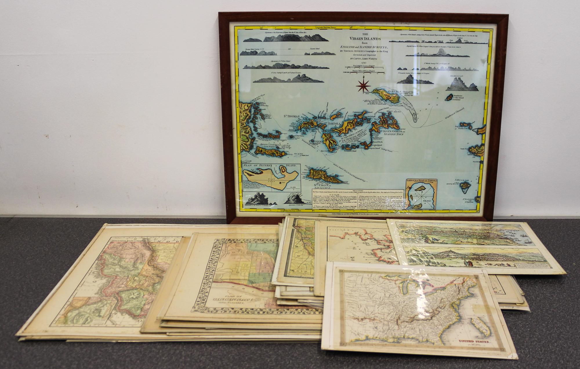 A Collection of Maps 17 3/4 X 22 1/2 inches (framed). — 19TH AND 20TH CENTURY