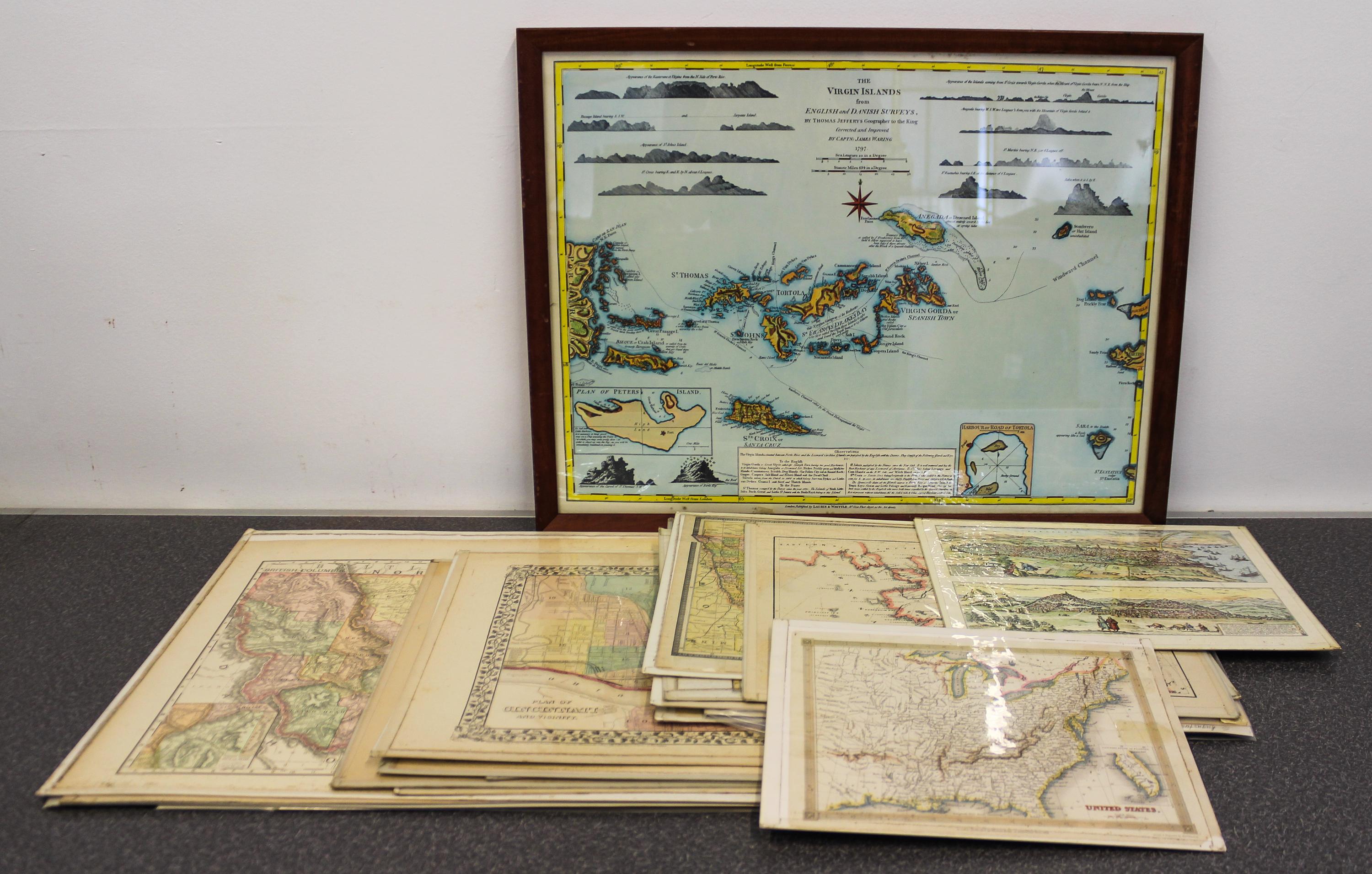 A Collection of Maps 17 3/4 X 22 1/2 inches (framed). — 19TH AND 20TH CENTURY