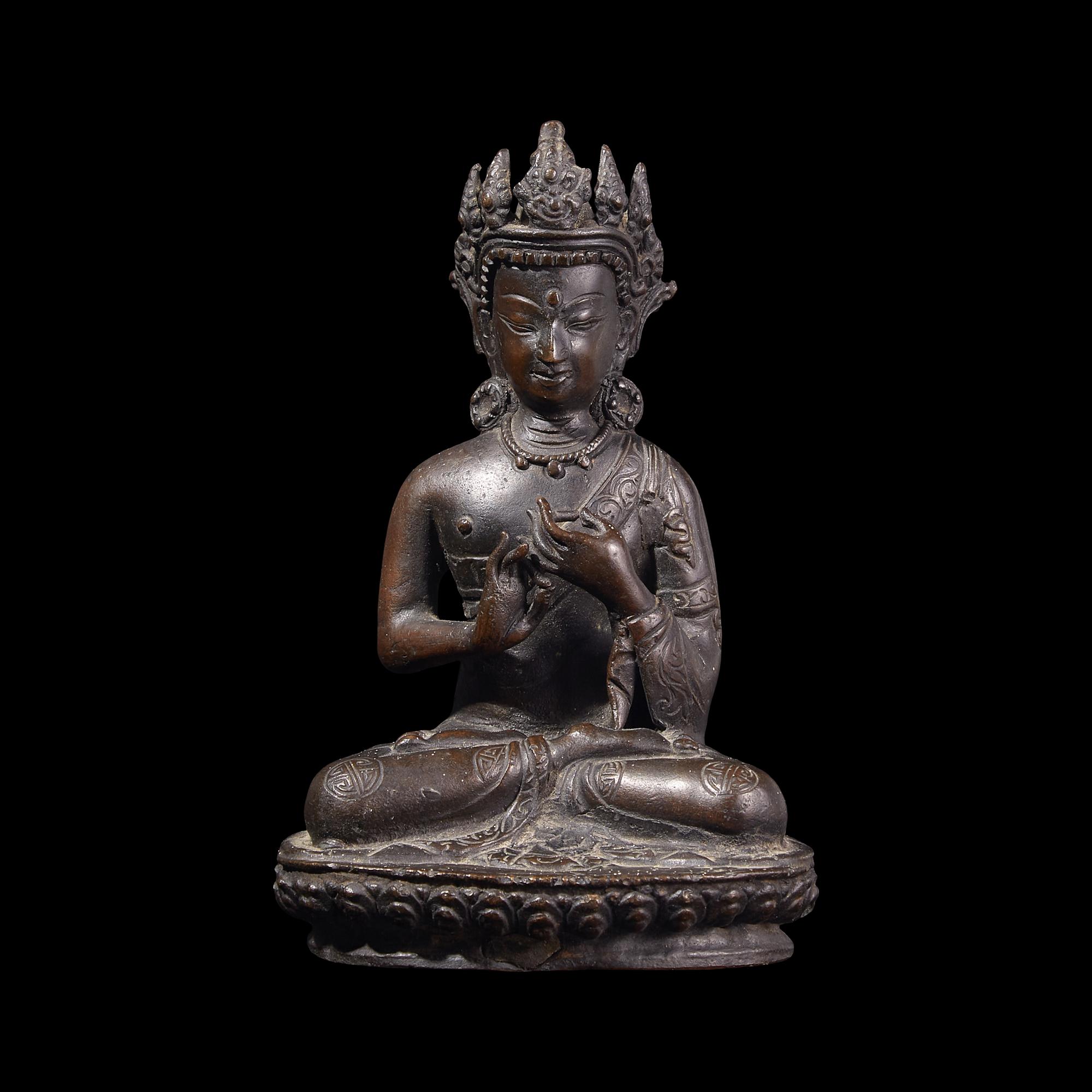 A Chinese Patinated Bronze Boddhisattva, Probably Qing Dynasty 或爲清 銅觀音坐像