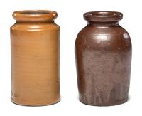 Two Stoneware Canning or Preserves Jars