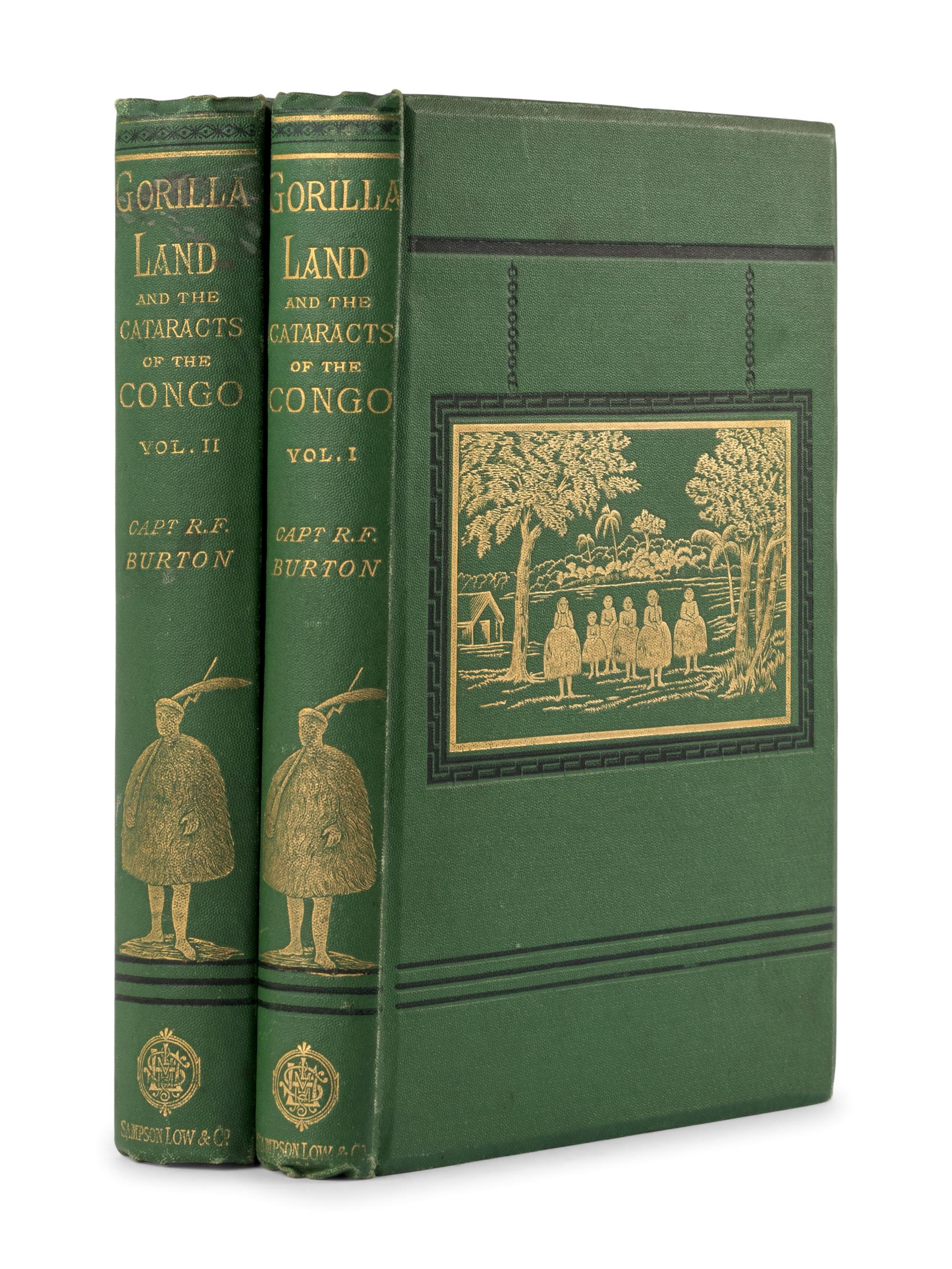 BURTON, Richard Francis, Sir (1821-1890). Two Trips to Gorilla Land and the Cataracts of the Congo . London: Sampson Low, Marston, Low, and Searle, 1876.