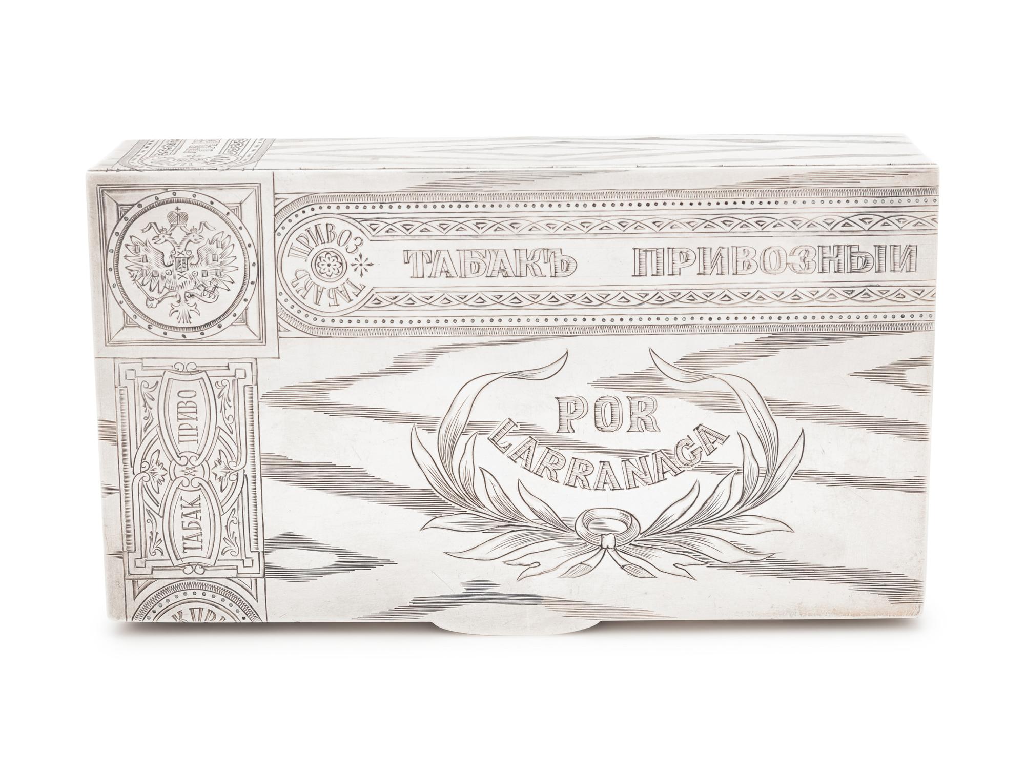 A Russian Silver Trompe l'Oeil Cigar Box