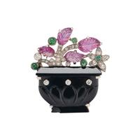 CARTIER, ART DECO, DIAMOND, RUBY, EMERALD, AND ONYX GIARDINETTO BROOCH