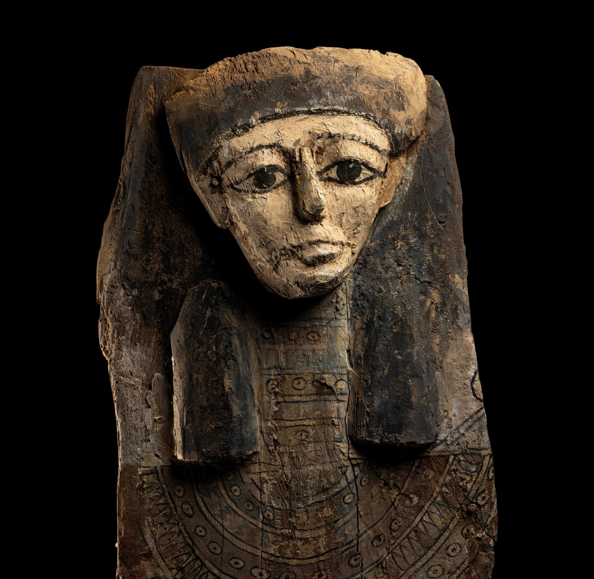 An Egyptian Wood Sarcophagus Cover