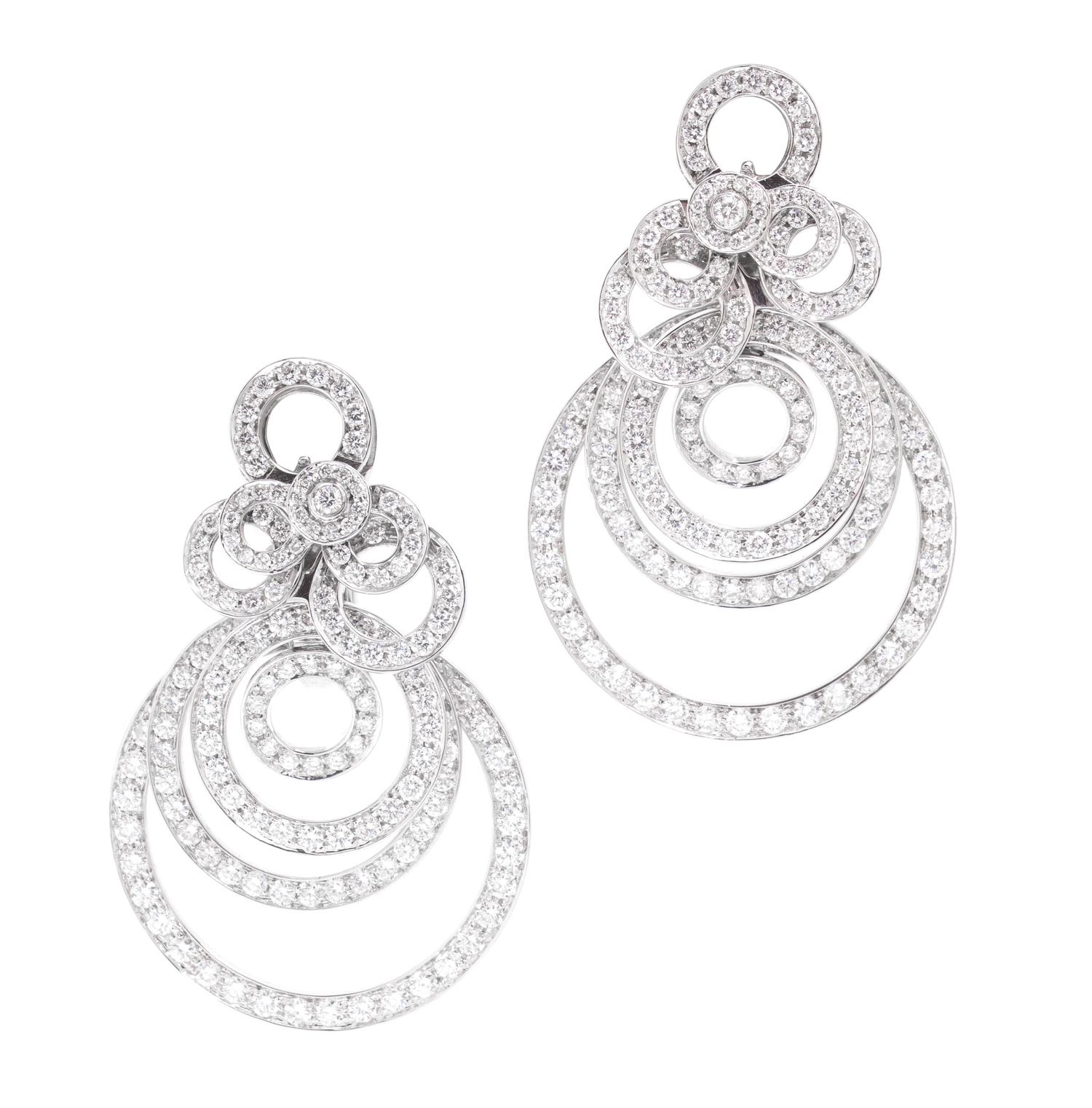 A Pair of 18 Karat White Gold and Diamond Earclips, 22.30 dwts.