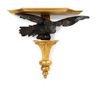 A Pair of Georgian Giltwood and Ebonized Carved Eagle Wall Brackets — EARLY 19TH CENTURY