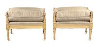 A Pair of Neoclassical Style Painted Tabourets Height 21 x width 27 x depth 18 inches. — 20TH CENTURY