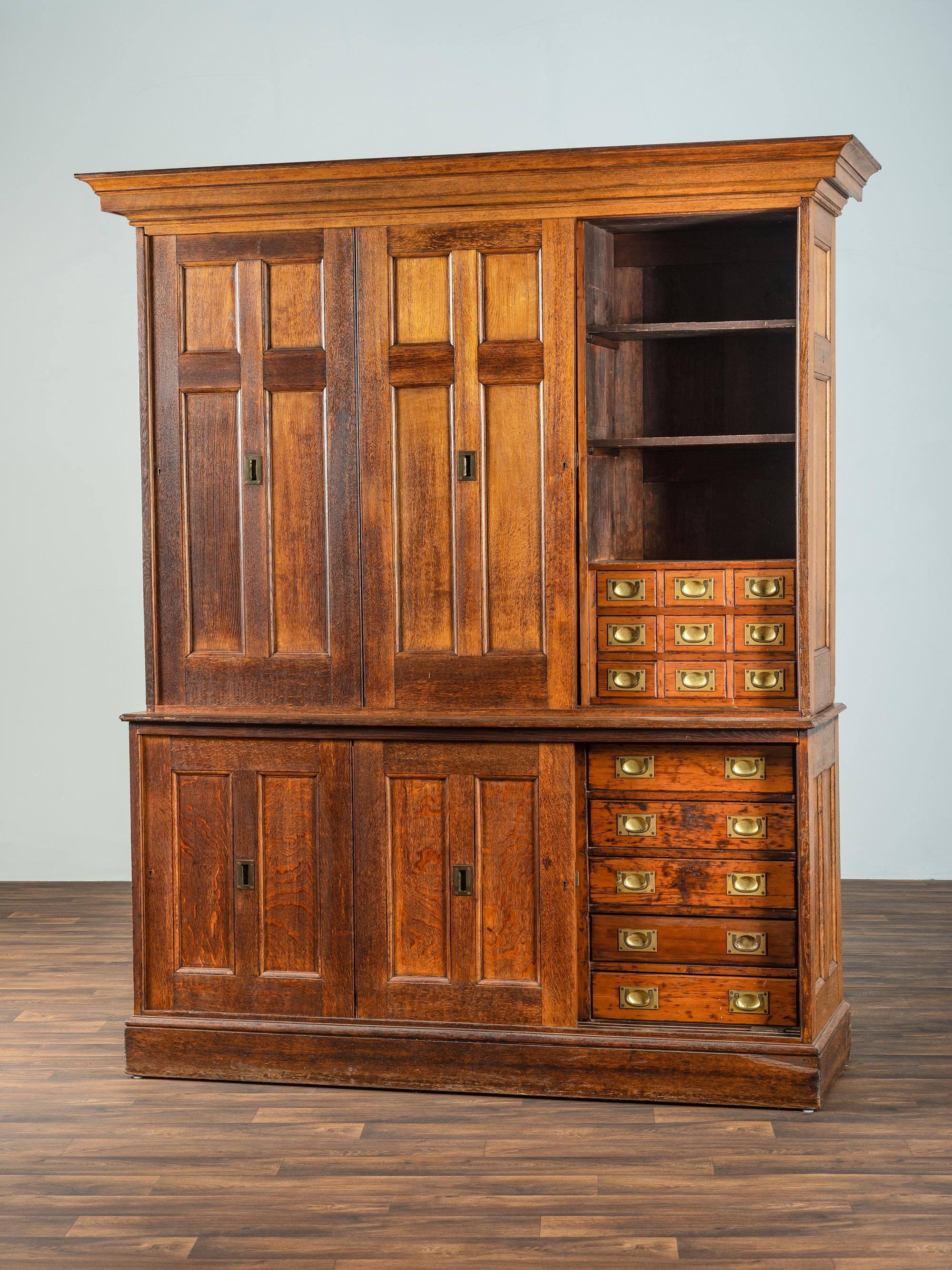 A Country Brass Mounted Oak Lawyer's Bookcase