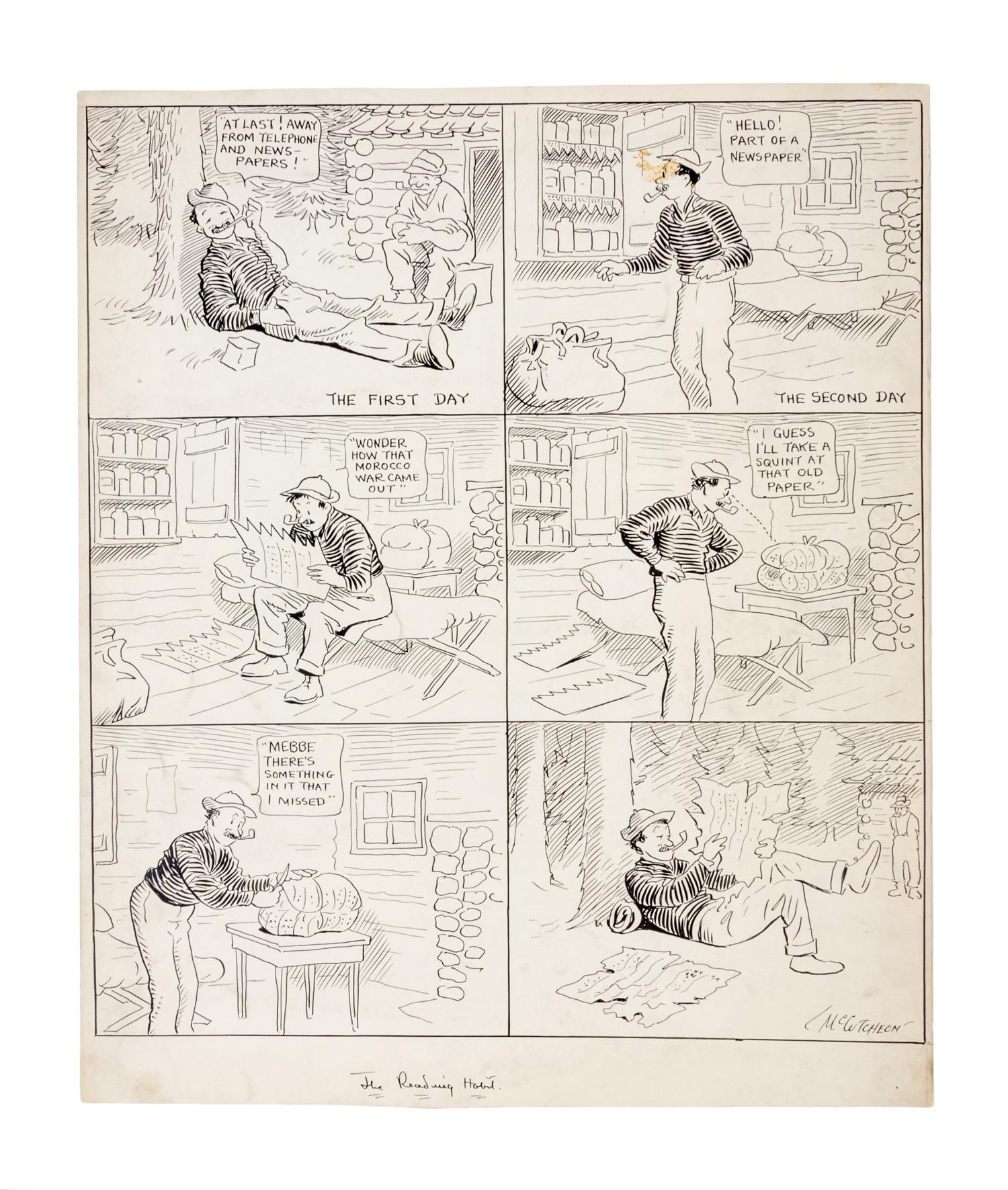 (CARICATURES) MCCUTCHEON, JOHN T. Three original illustrations, including The Titanic.