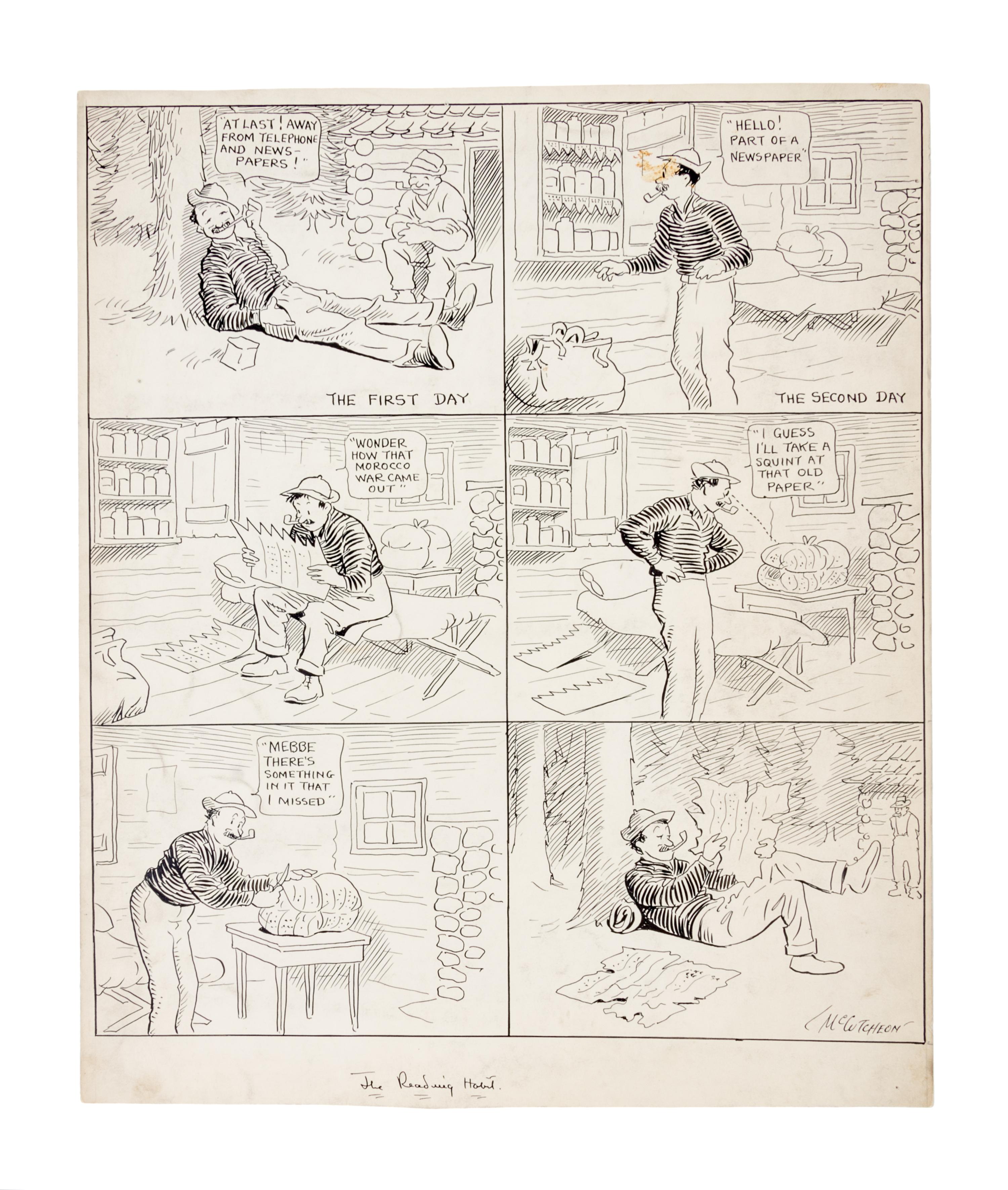 (CARICATURES) MCCUTCHEON, JOHN T. Three original illustrations, including The Titanic.