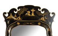 A Queen Anne Style Black-Japanned Pier Mirror