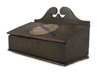 A Federal Paint Decorated Pine Cutlery Wall Box