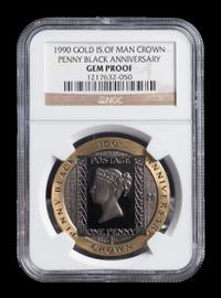 A Pobjoy Mint 1990 Penny Black Sesquicentennial Commemorative Gold Crown Round